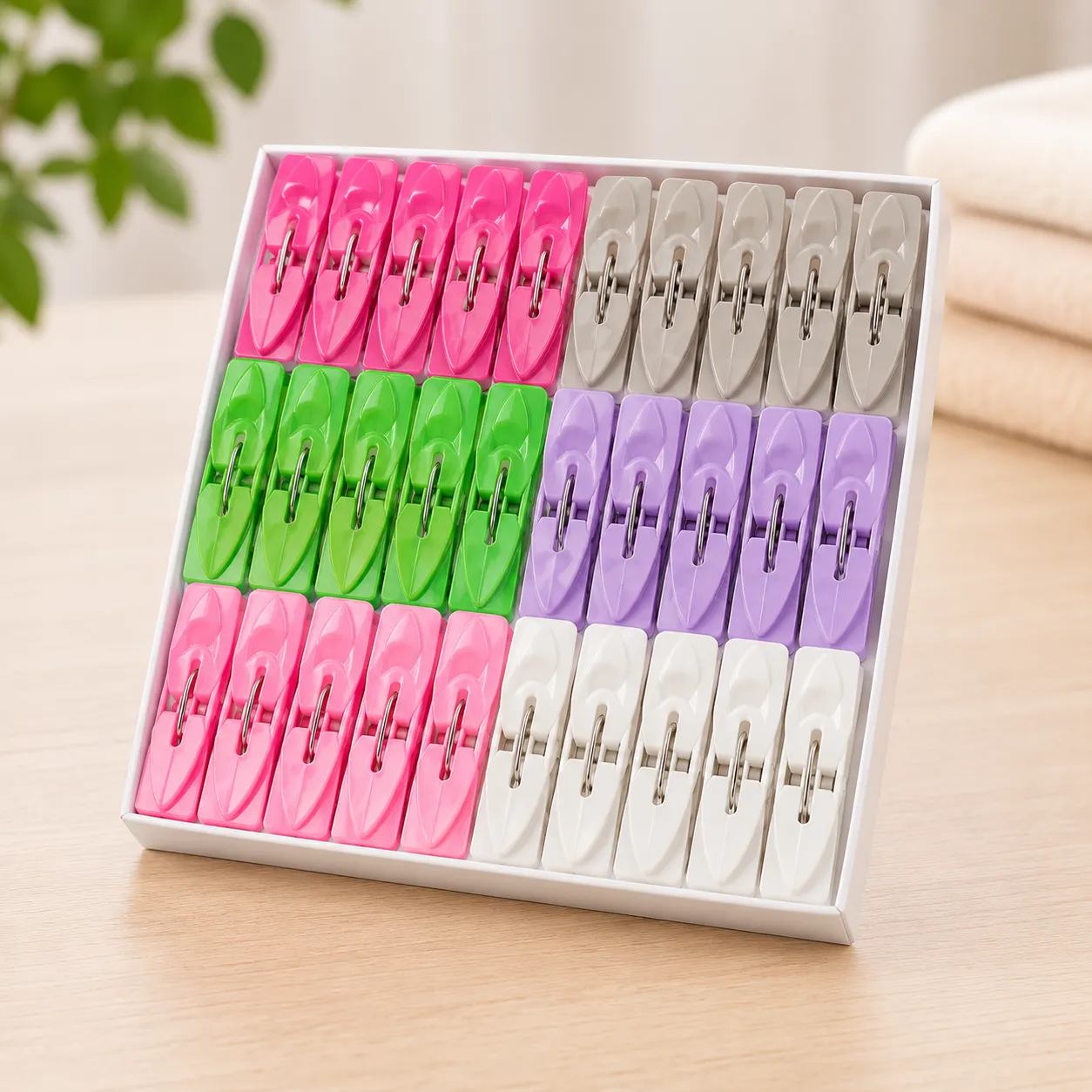 16 Pcs Plastic Cloth Pegs | Strong Grip Laundry Clips | Multi Color Clothes Drying Pegs for Home Use